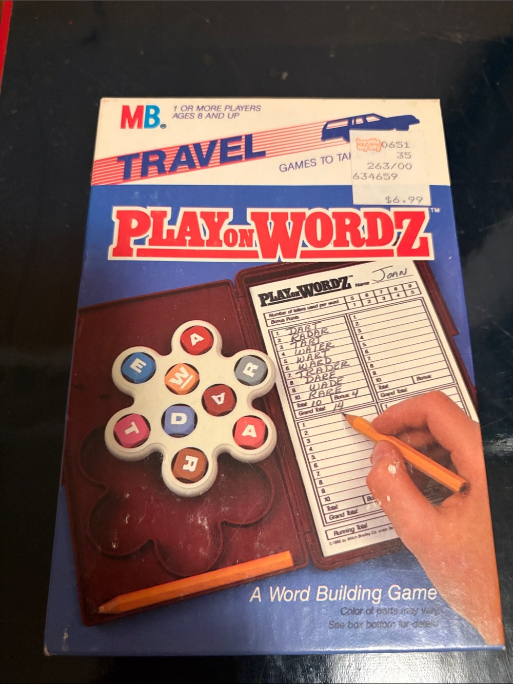 MB Travel Play on Wordz Word Building Game - Blue Red White